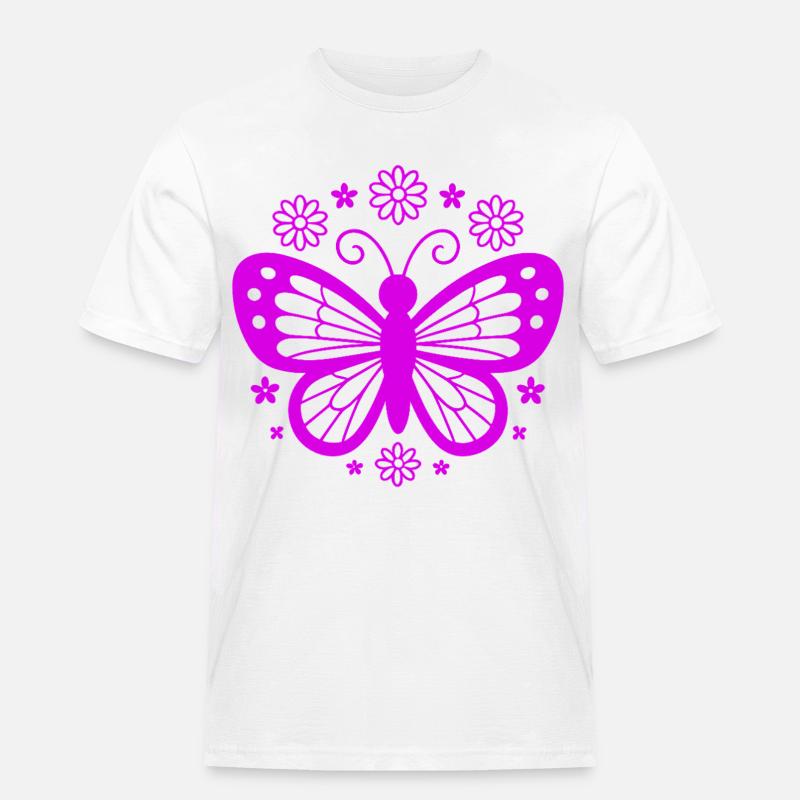 Pinkschmetterling Blütentraum - Männer Workwear T-Shirt - Weiß