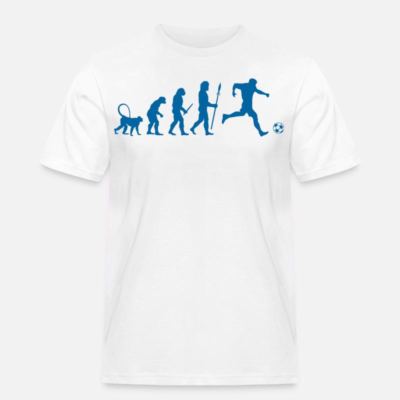 Evolution of a Soccer Player - Männer Workwear T-Shirt - Weiß