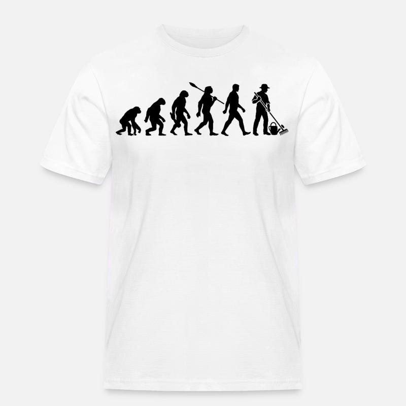 Evolution - Gärtner - Garten - Gartenarbeit - Männer Workwear T-Shirt - Weiß