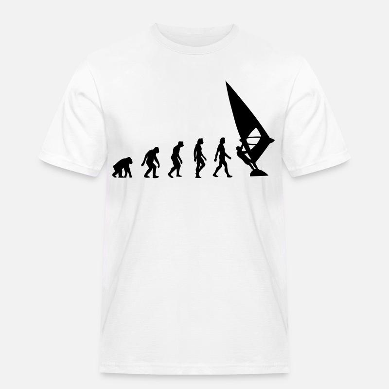 Die Evolution von Windsurfing - Männer Workwear T-Shirt - Weiß
