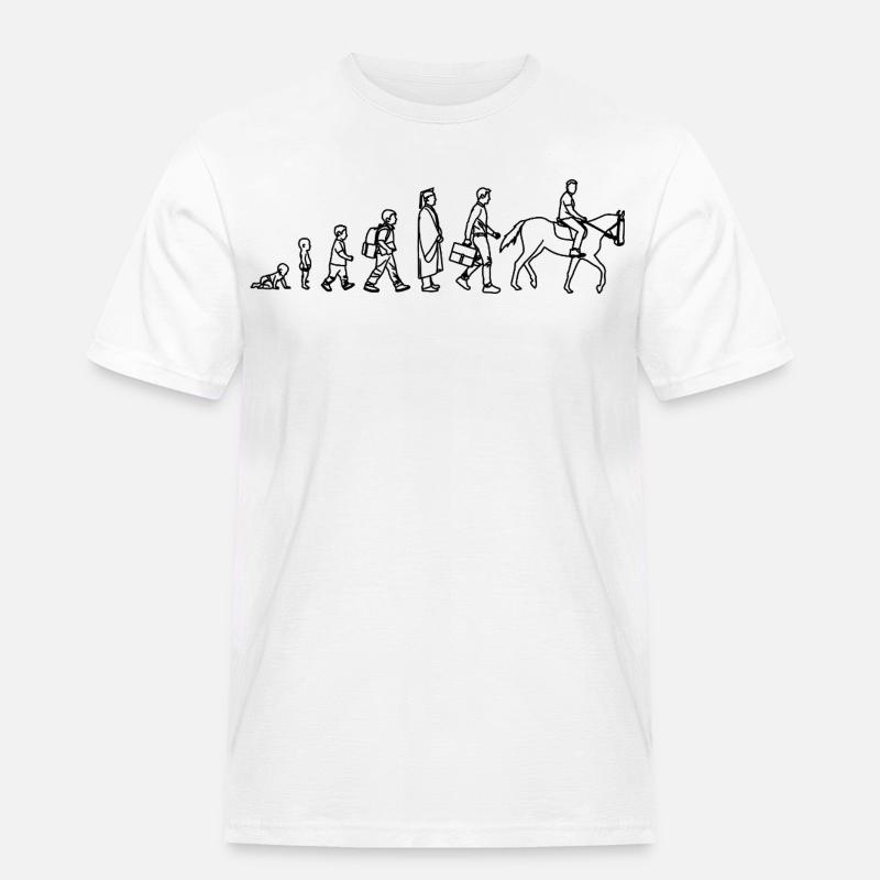 Evolution vom Kind zum Reiter - Männer Workwear T-Shirt - Weiß