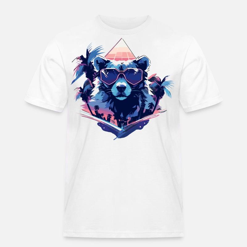 Future Bear mit Sonnenbrille - Männer Workwear T-Shirt - Weiß
