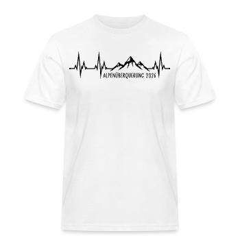 Crossing the Alps 2026 - Heartbeat Mountains Hiking - Men's Workwear T-Shirt - white - Front - AI Model Male 185 dark (185cm)