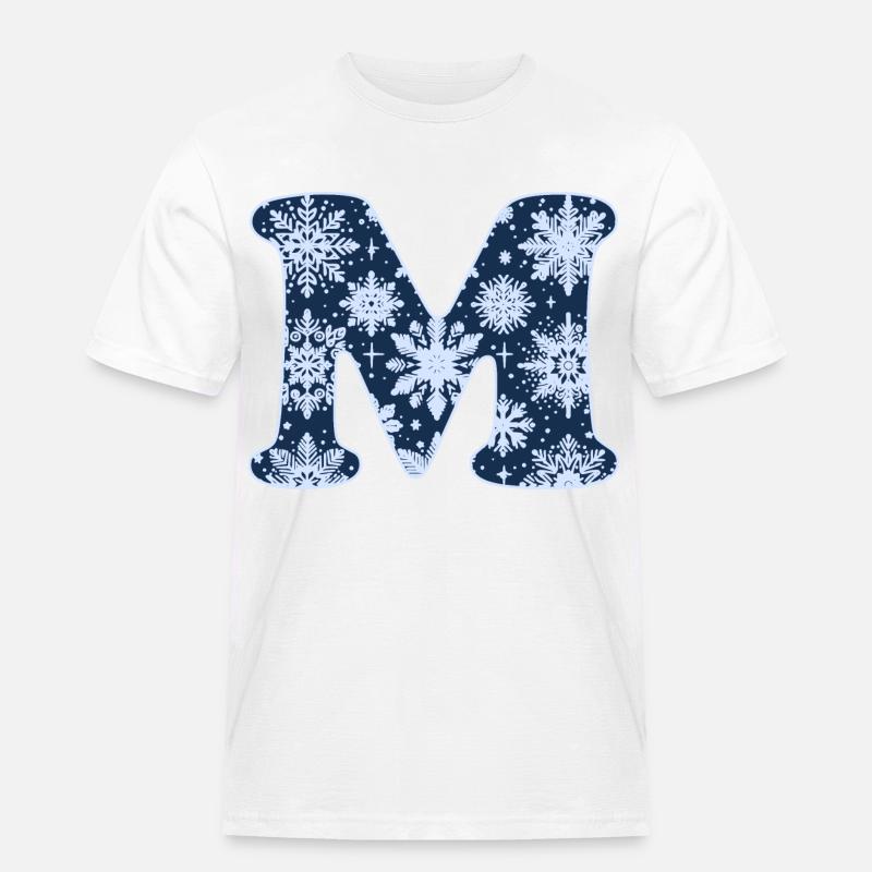 Buchstabe M Schneeflocken - Männer Workwear T-Shirt - Weiß