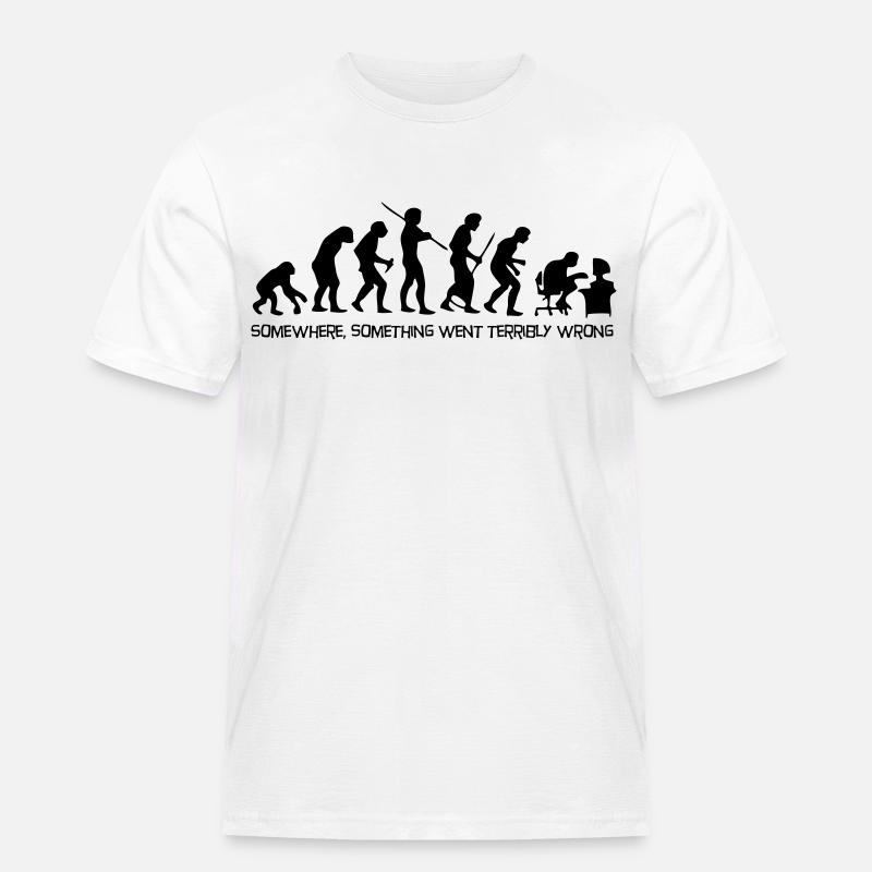 Die Evolution des Menschen - Männer Workwear T-Shirt - Weiß