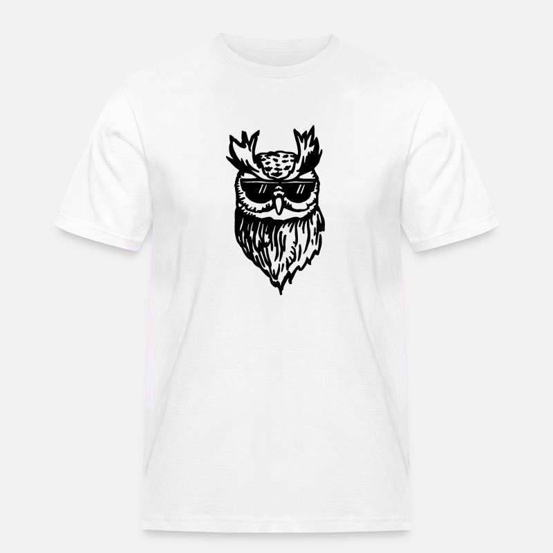 Eule - Männer Workwear T-Shirt - Weiß