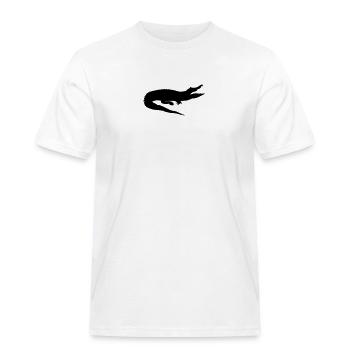 krokodil_schwarz_65 - Men's Workwear T-Shirt - white - Front - AI Model Male 185 dark (185cm)