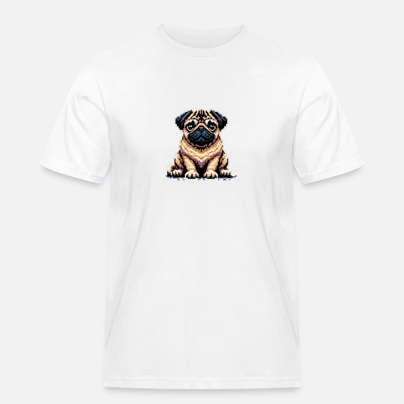 Pixel Mops - Männer Workwear T-Shirt - Weiß