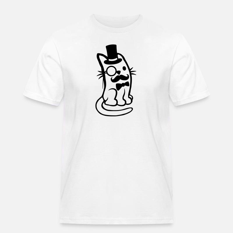 Herr Katze Bart Mann - Männer Workwear T-Shirt - Weiß