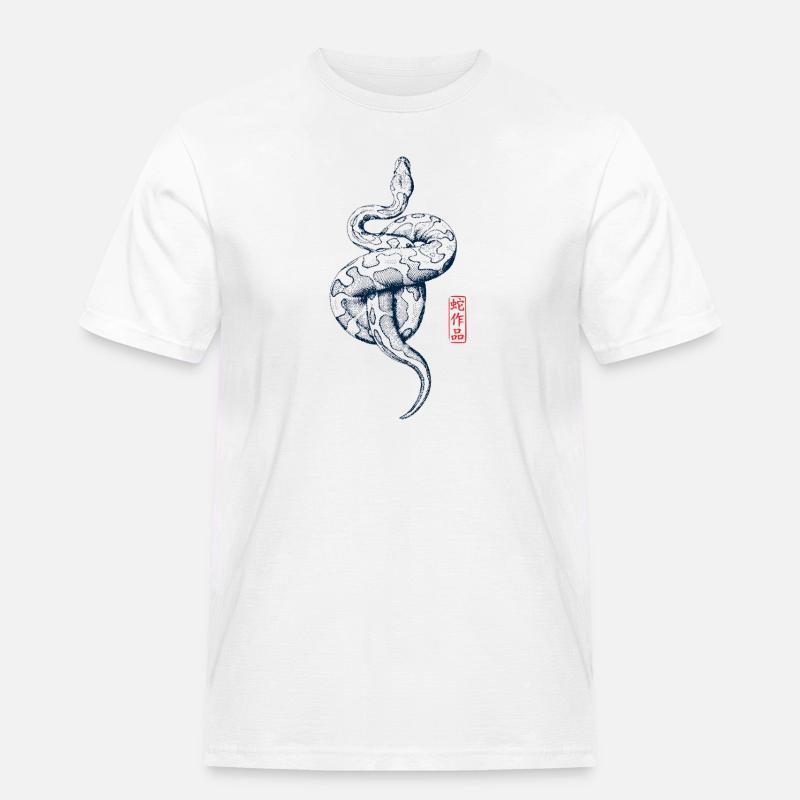 Python mit Kanji Stempel - Männer Workwear T-Shirt - Weiß
