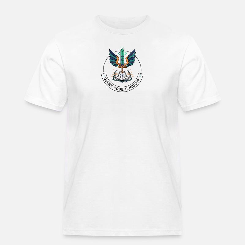 Quest. Code. Conquer Emblem - Men's Workwear T-Shirt - white