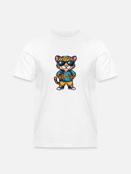 Leopard Comic Urlaub - Männer Workwear T-Shirt - Weiß