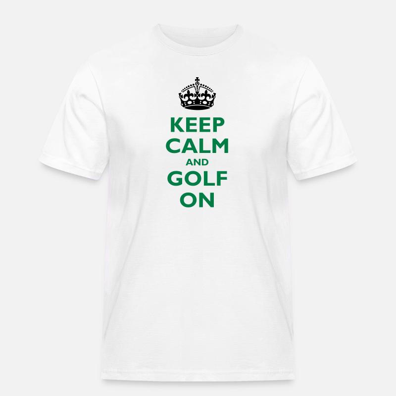 Keep calm and golf on - Männer Workwear T-Shirt - Weiß