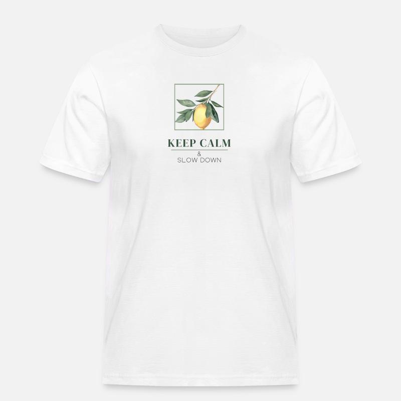 Keep Calm & Slow Down - Männer Workwear T-Shirt - Weiß