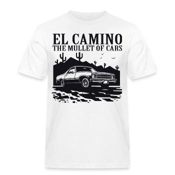 El Camino De mul van auto's - Mannen Workwear T-shirt - wit - Voor - AI Model Male 185 dark (185cm)