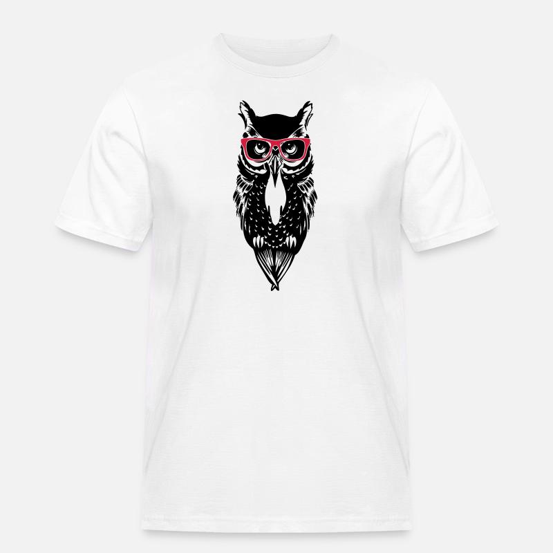 eule owl_glasses_2 - Männer Workwear T-Shirt - Weiß