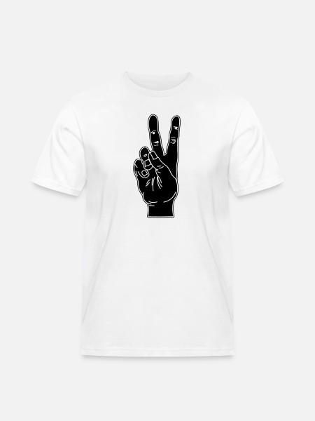 Black hand gesture peace - Men's Workwear T-Shirt - white