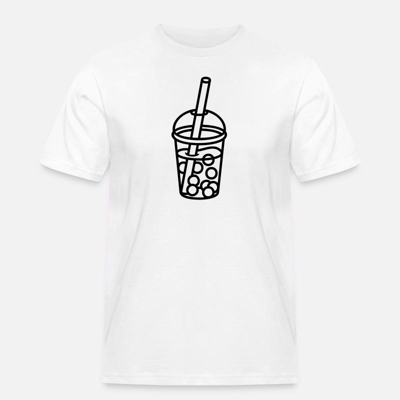 Comic Bubble Tea Design - Männer Workwear T-Shirt - Weiß