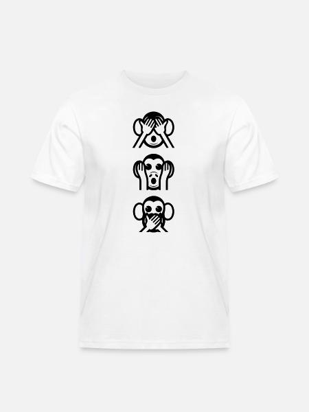 Three Wise Monkeys Vertical - Men's Workwear T-Shirt - white
