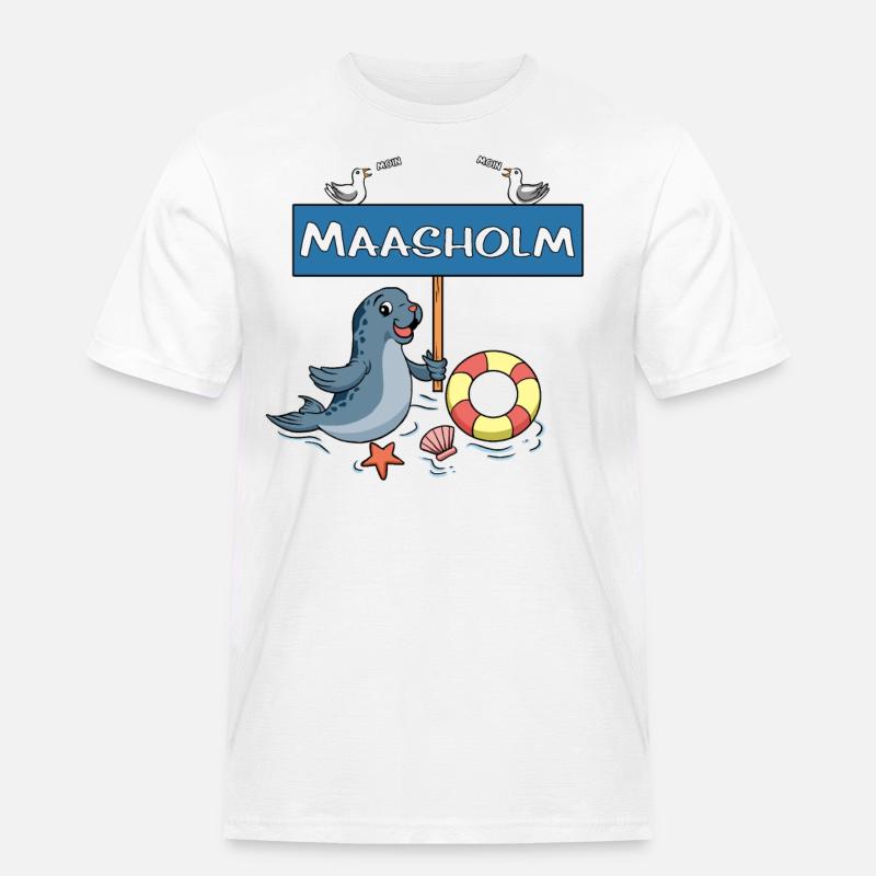 Moin Moin - Gemeinde Maasholm - Männer Workwear T-Shirt - Weiß