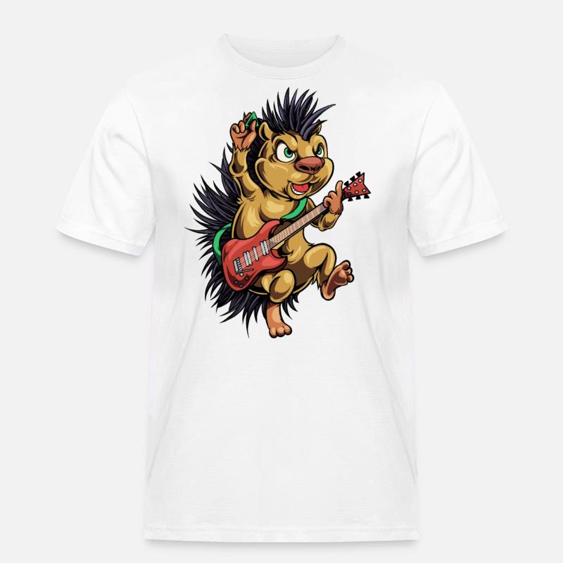 Comic Igel spielt E-Gitarre - Männer Workwear T-Shirt - Weiß