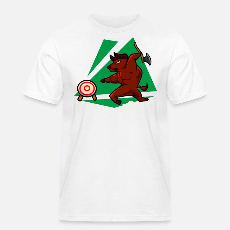 Axt werfender Stier - Axtwerfen - Männer Workwear T-Shirt - Weiß