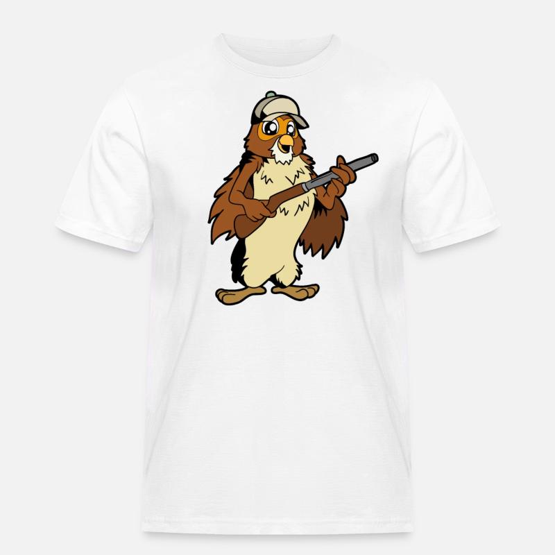 Eule mit Gewehr - Jäger - Männer Workwear T-Shirt - Weiß