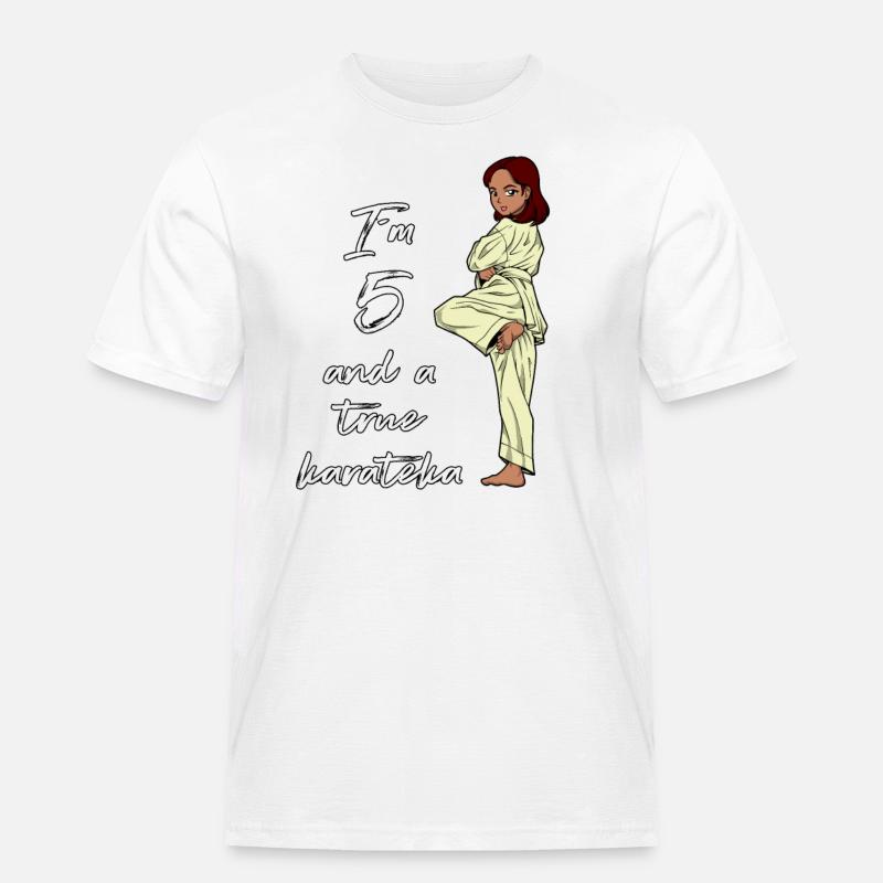Ich bin 5 - Mädchen Karate - Männer Workwear T-Shirt - Weiß