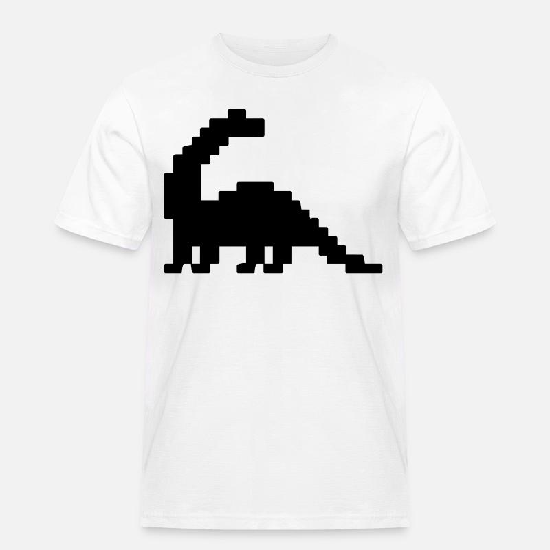 Dinosaurier Brontosaurus Pixel - Männer Workwear T-Shirt - Weiß