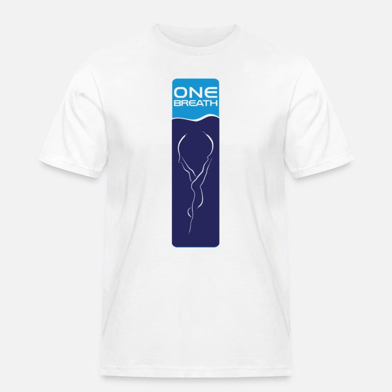 Freitauchen Emblem ONE Breath - Männer Workwear T-Shirt - Weiß