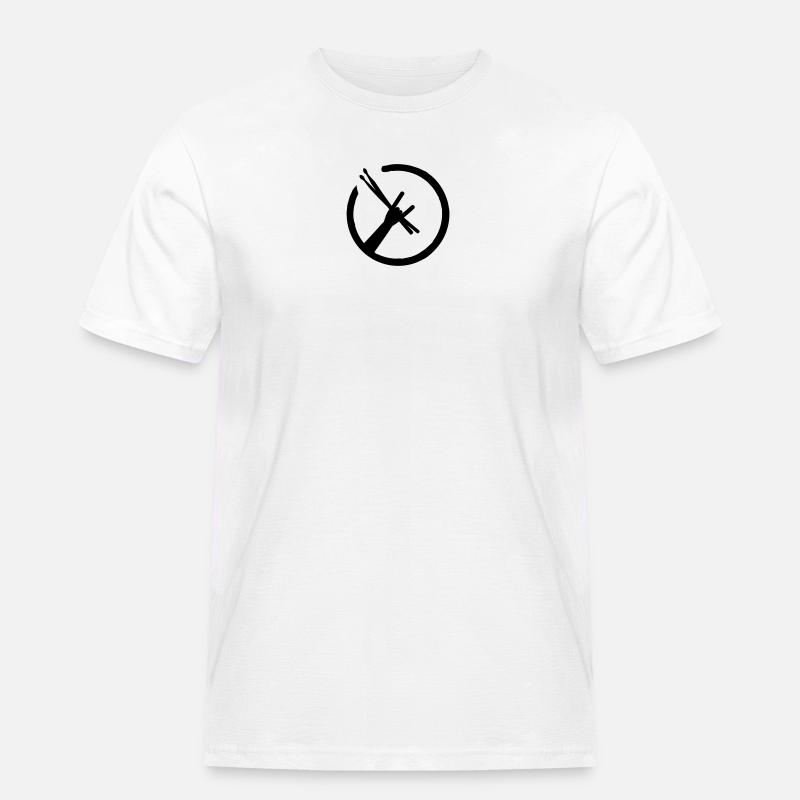 Drummers Metal Fork - Männer Workwear T-Shirt - Weiß