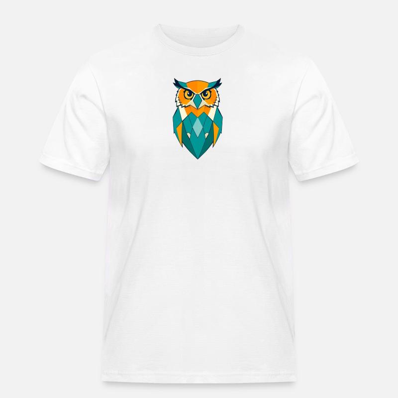 Geometrische Eule - Männer Workwear T-Shirt - Weiß