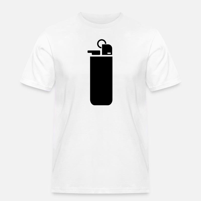 Cigarette Lighter  - Männer Workwear T-Shirt - Weiß