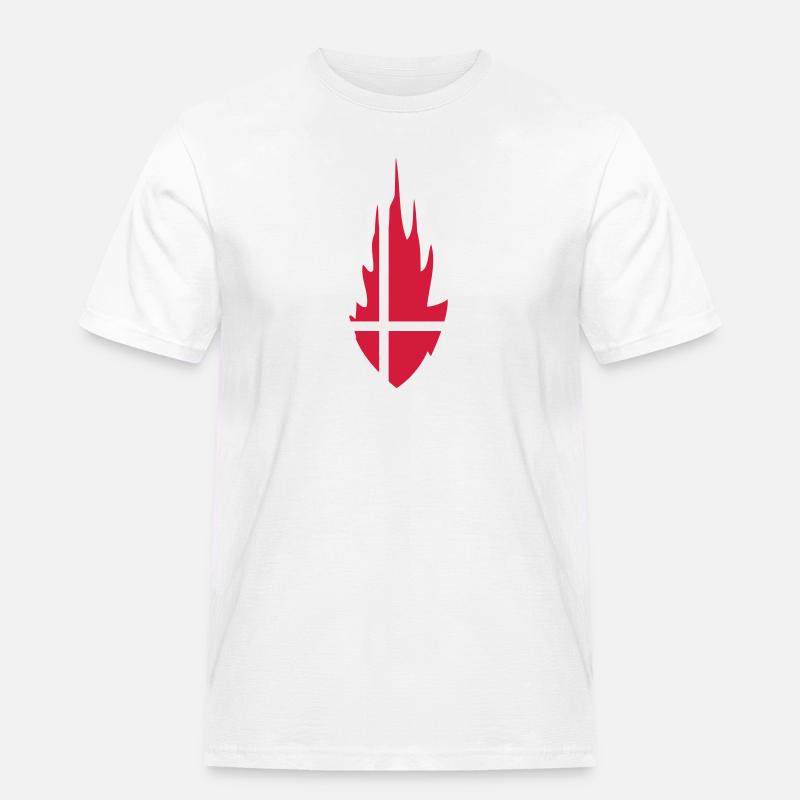 Denmark Danmark Fire Flame Design - Männer Workwear T-Shirt - Weiß