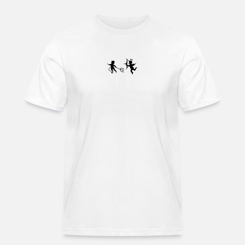 Ein kleiner Teufel und ein Engel - Männer Workwear T-Shirt - Weiß