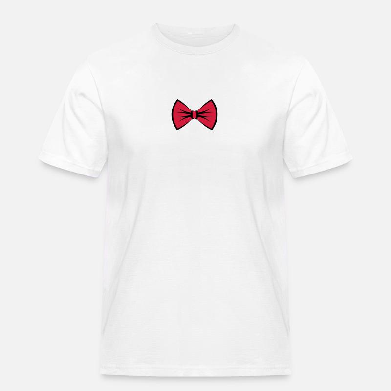 Krawattenschleife / Fliege / Querbinder - Männer Workwear T-Shirt - Weiß