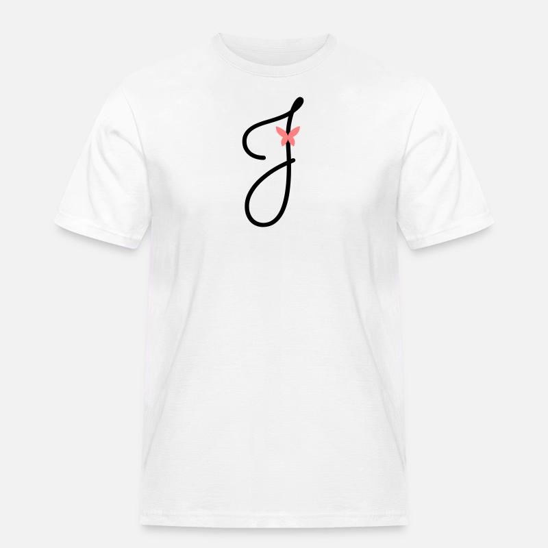 Buchstabe J Schmetterlingsbuchstabe - Männer Workwear T-Shirt - Weiß