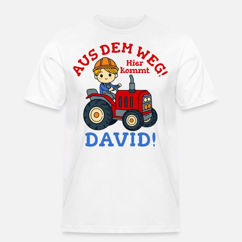 David Name Traktor - Männer Workwear T-Shirt - Weiß
