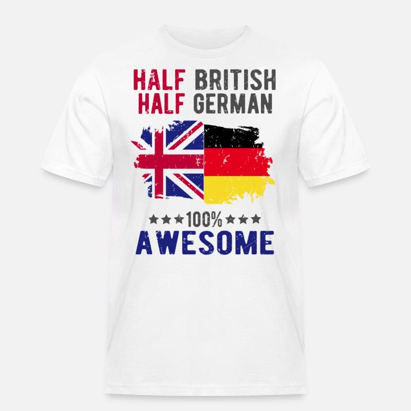 Halb Brite Halb Deutscher - Männer Workwear T-Shirt - Weiß