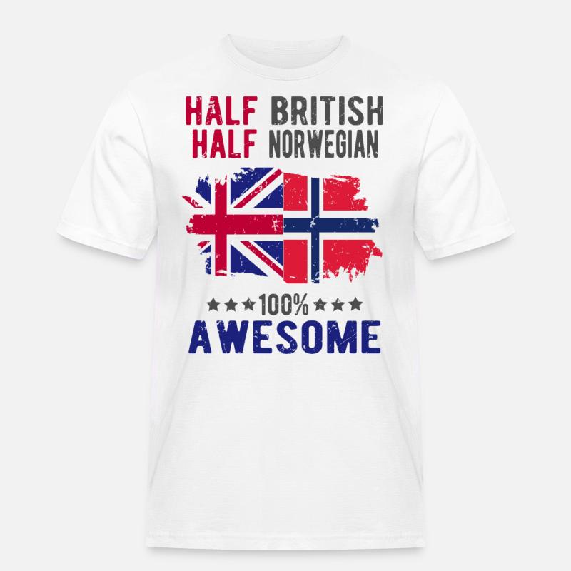 Halb Brite Halb Norweger - Männer Workwear T-Shirt - Weiß