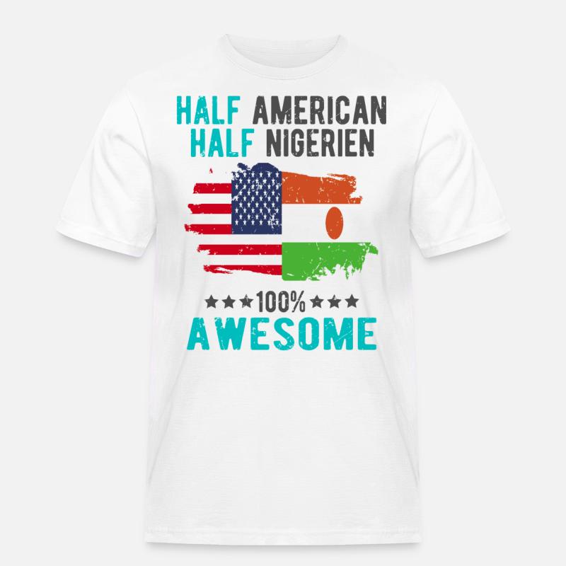 Halb Amerikaner Halb Nigrer - Männer Workwear T-Shirt - Weiß