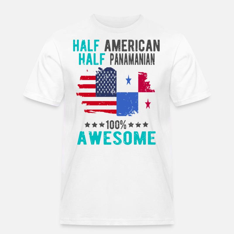 Halb Amerikaner Halb Panamese - Männer Workwear T-Shirt - Weiß