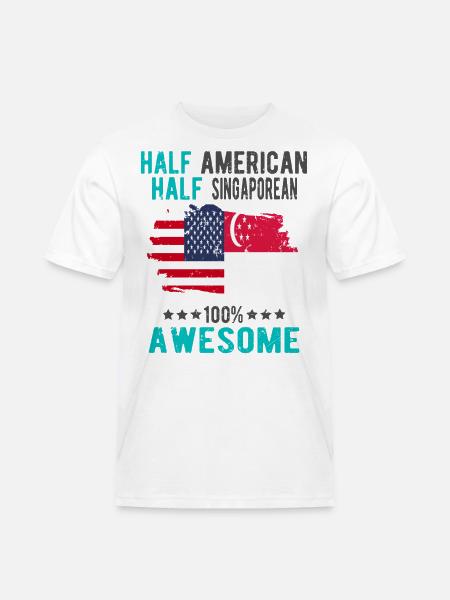 Half American Half Singaporean - Men's Workwear T-Shirt - white
