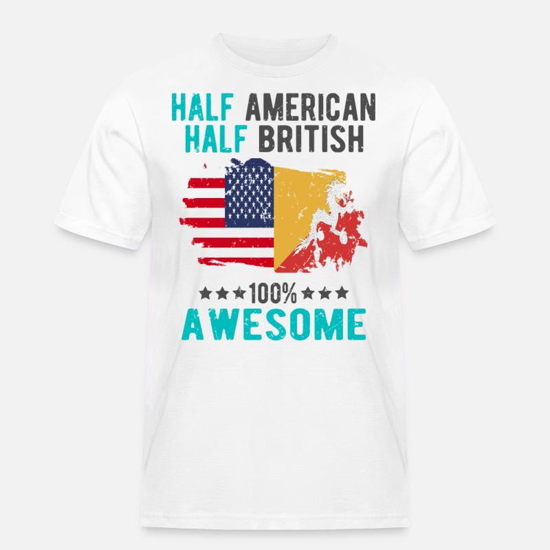 Halb Amerikaner Halb Brite - Männer Workwear T-Shirt - Weiß