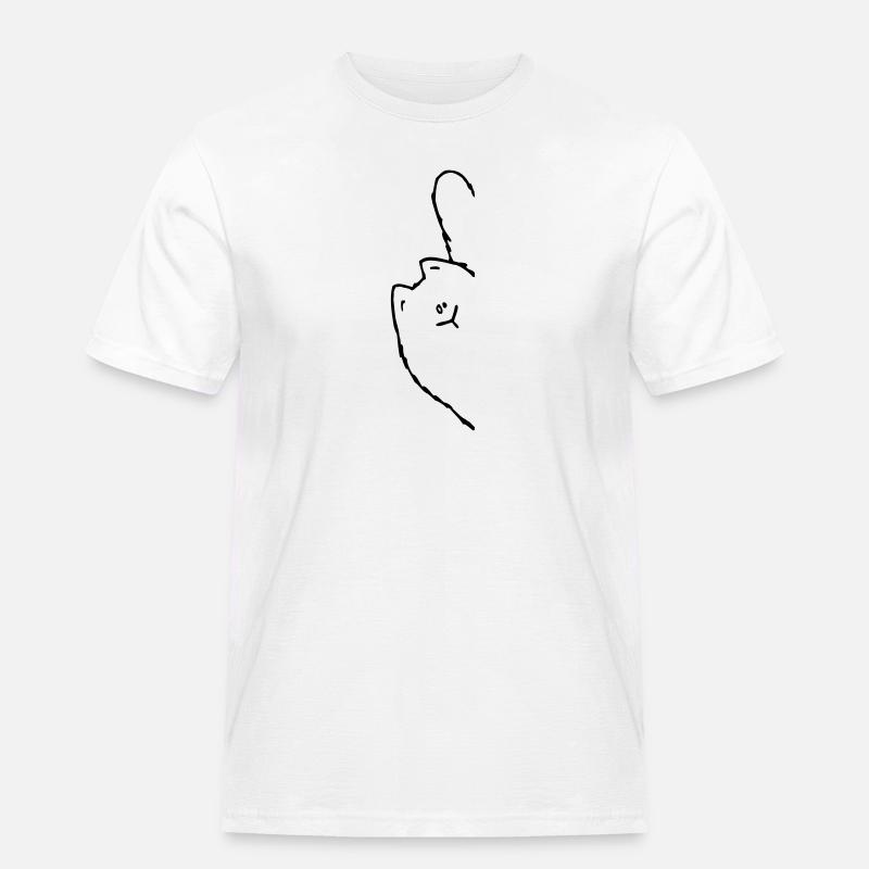 Schräge Katze - Männer Workwear T-Shirt - Weiß