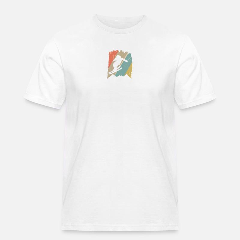 Retro Snowboard Silhouette auf Pastellstreifen - Männer Workwear T-Shirt - Weiß