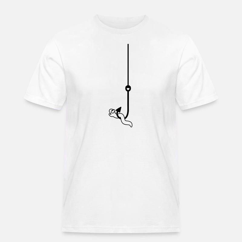 Worm On The Hook - Männer Workwear T-Shirt - Weiß