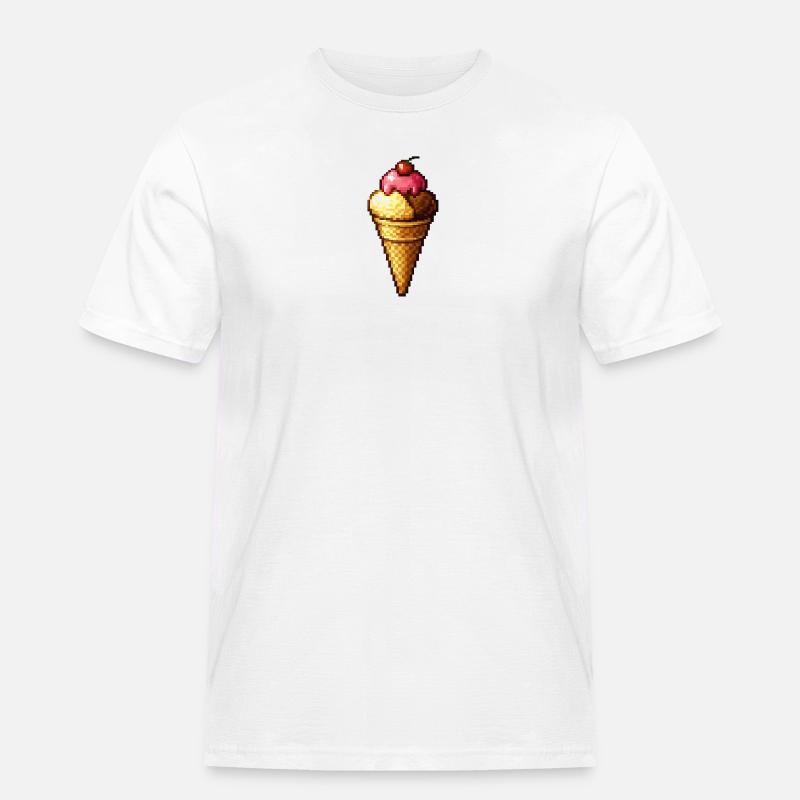 Retro Pixel Eiscreme Cone - Men's Workwear T-Shirt - white