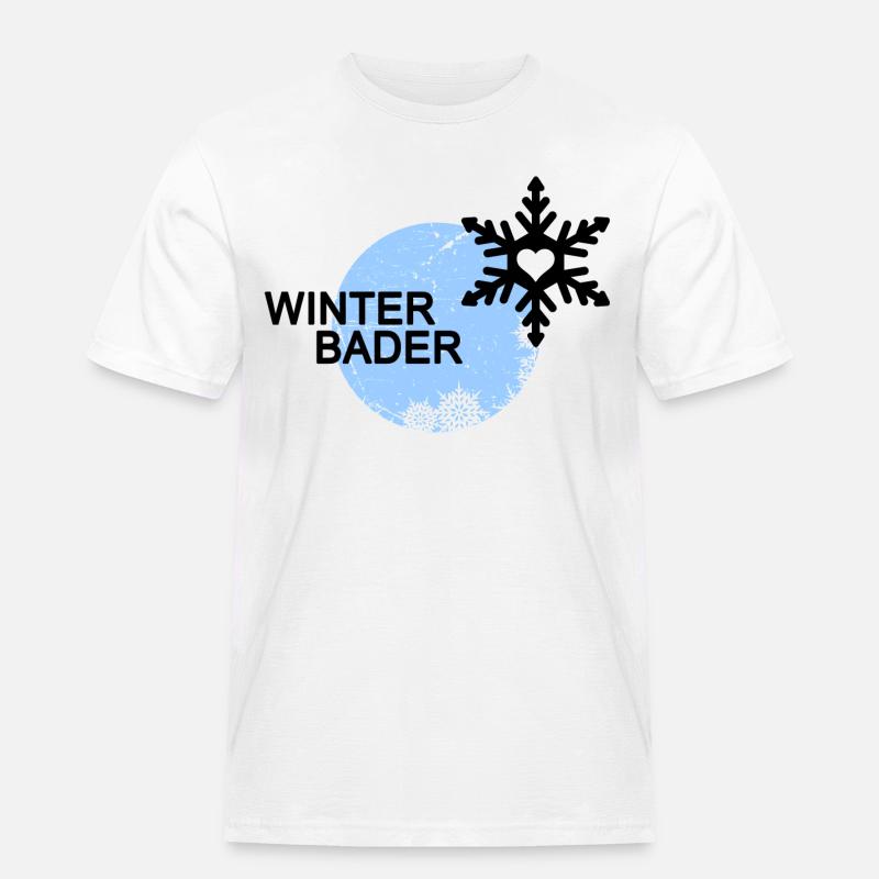 Winterbader Eisbader Winterschwimmen - Männer Workwear T-Shirt - Weiß