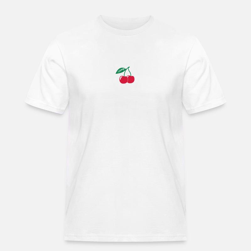 Kirsche, 2fb - Männer Workwear T-Shirt - Weiß